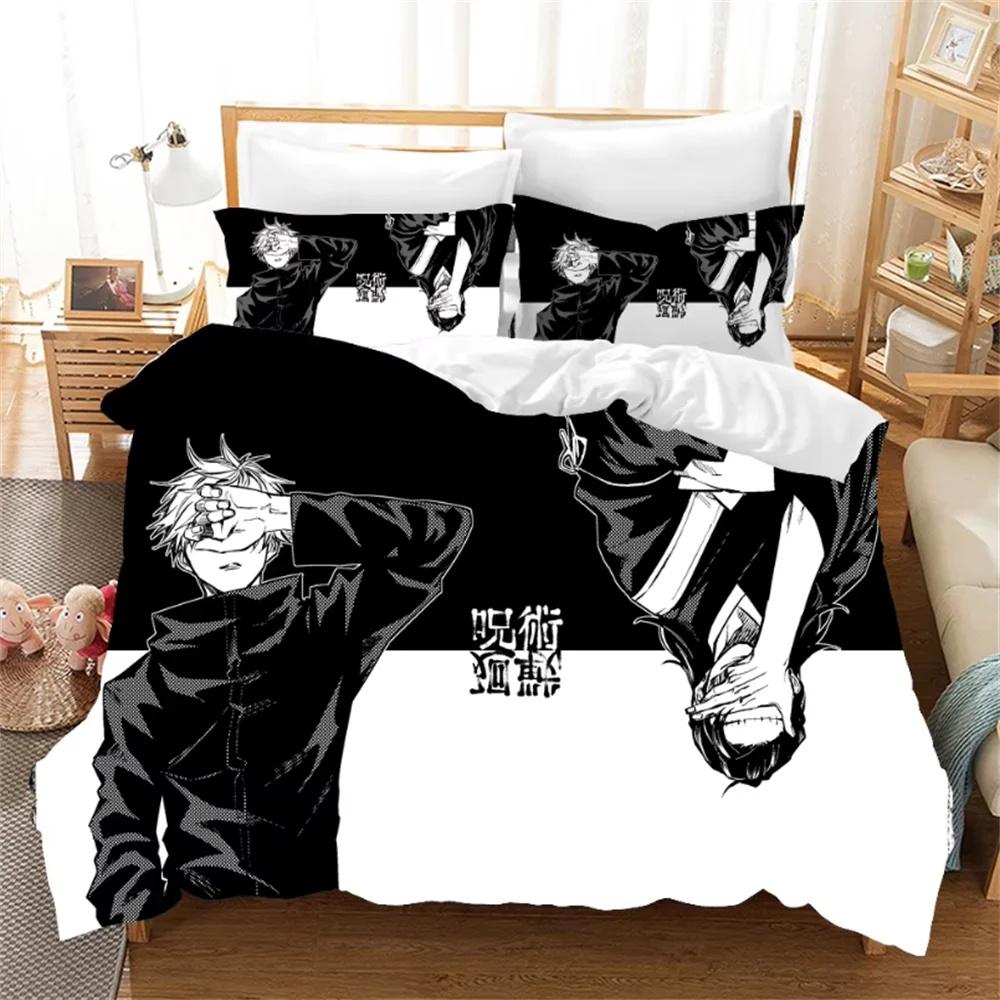 Trendy Classic Twin Queen King Single Comforter Jujutsu Kaisen Japan Famous Anime Sets Bed Polyester Size Satoru Gojo