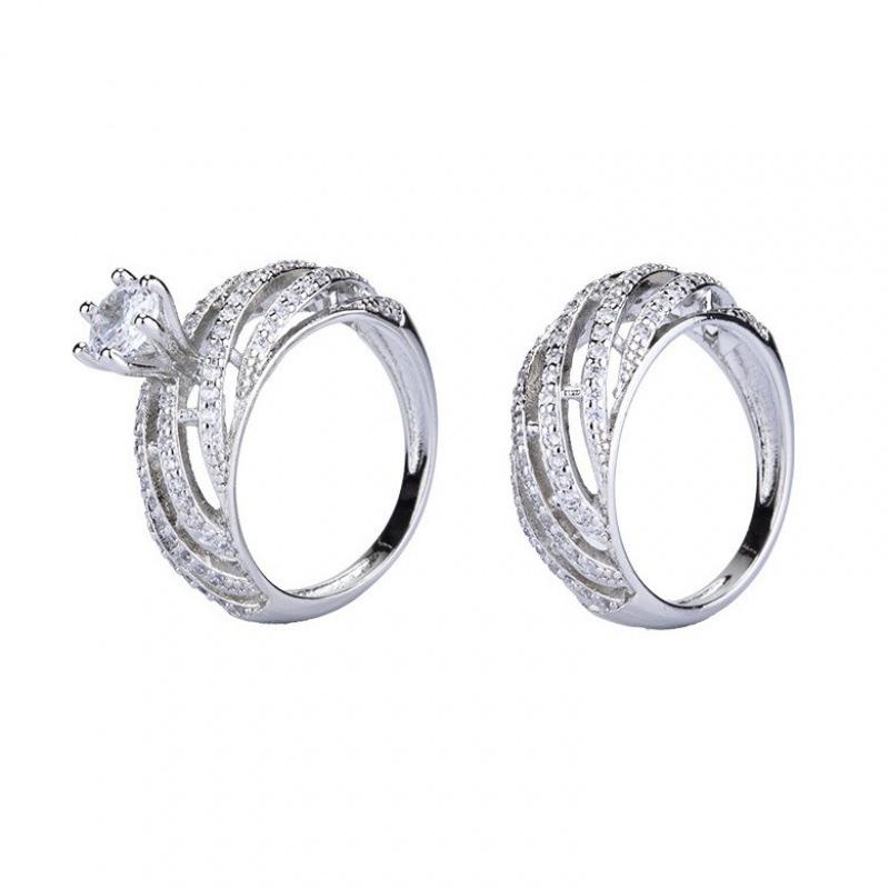 Creative Personality Jewelry Full Diamond Ring Premium Zircon Multi-Layer Spiral Winding Ring