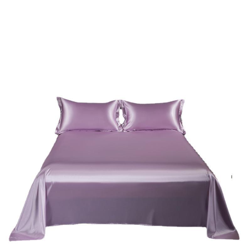Japanese Style Silky Solid Color Bedding Set - Includes Sheet and Two Pillowcases for a Cool, Nude Sleeping Experience In Summer.