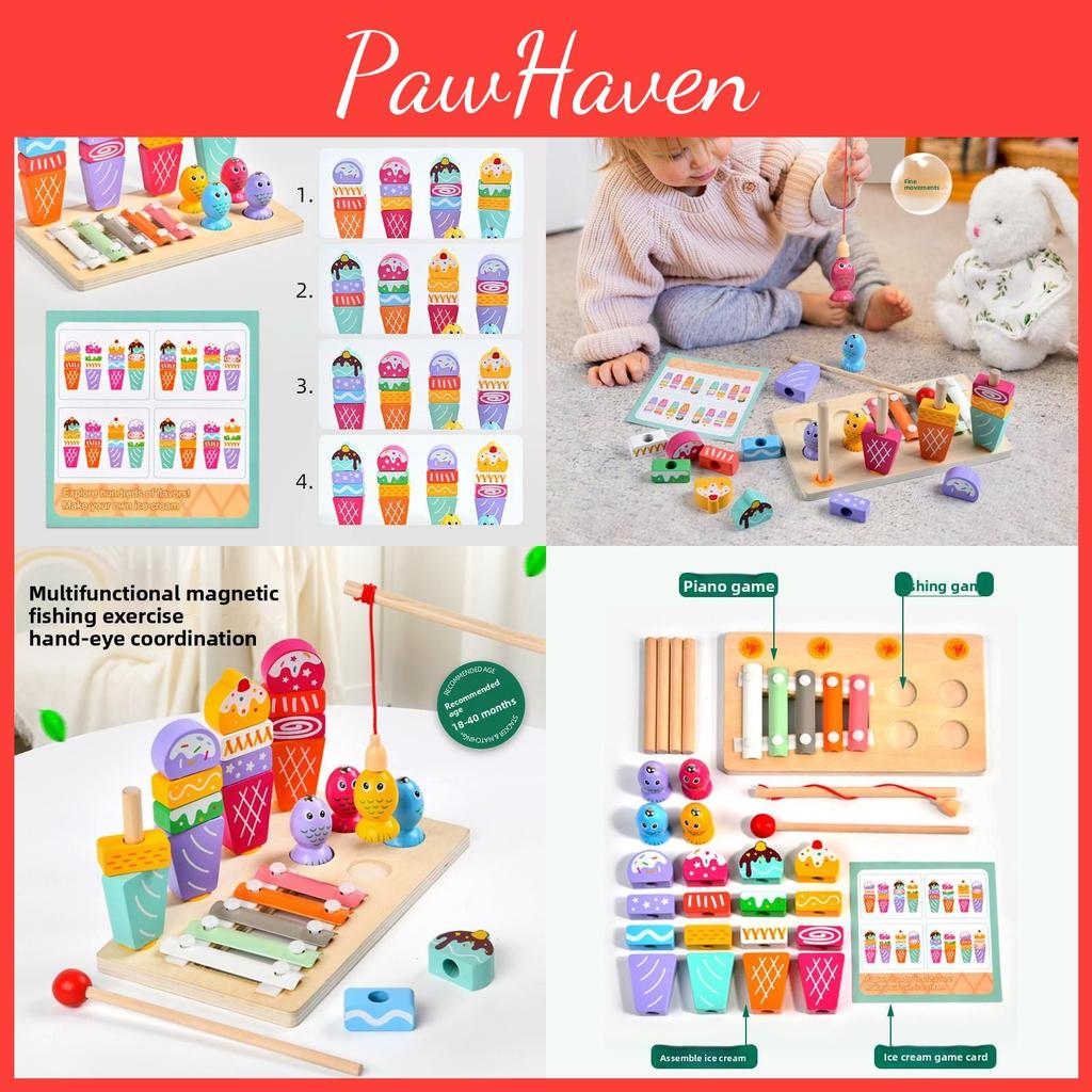 Деревянная игрушка Лед Крем Рыбалка Игра на пианино Игрушки для детей Игра Образовательные