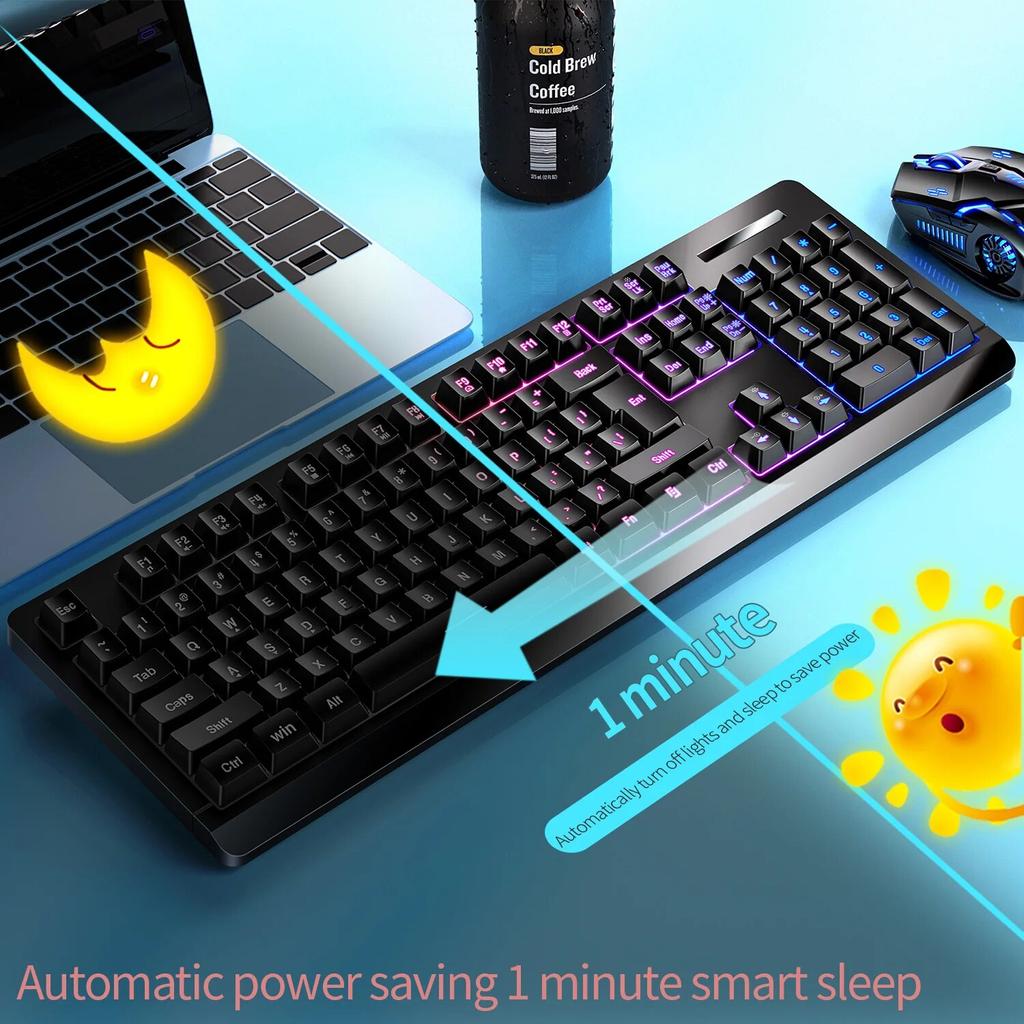 Wireless Keyboard Mouse Kit Rechargeable 2.4G 104 Keys Glow Backlight Gaming Keyboard and Mice Combos For Office Design Game