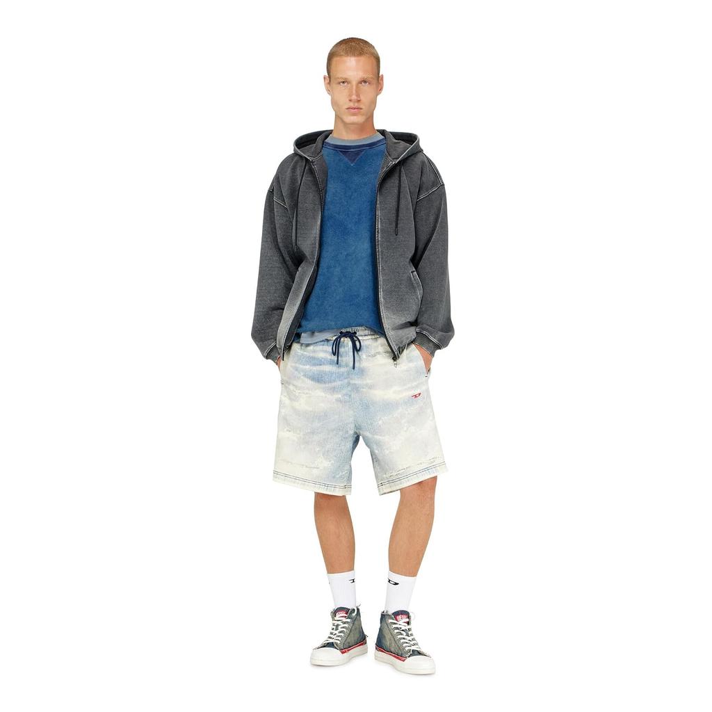 Jogger Shorts Diesel D-BOXY-NE Men's Denim Look Print Sweat Feel Red Logo A03934068XM