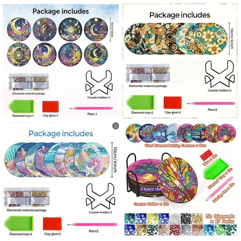 8 шт./набор Подставки для алмазной живописи «Сделай сам» с подставкой, Нескользящие деревянные подставки для капель, Подставки для алмазной живописи из хрустальных страз для взрослых