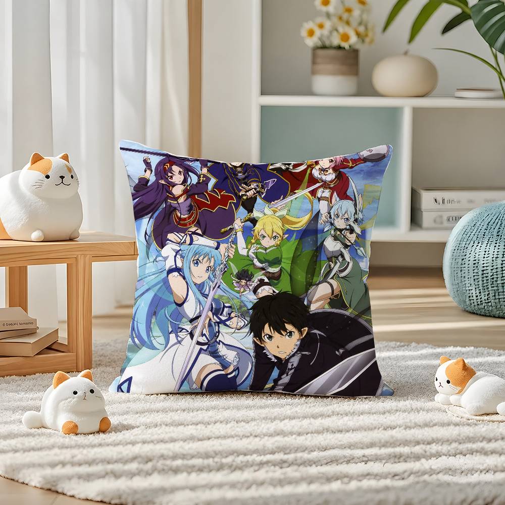 Sword Art Online Премиум Серия Персонажей Чехол на Подушку Плюшевый Мягкая Коротковорсовая Наволочка для Дивана Спальни Домашний Декор Подарок