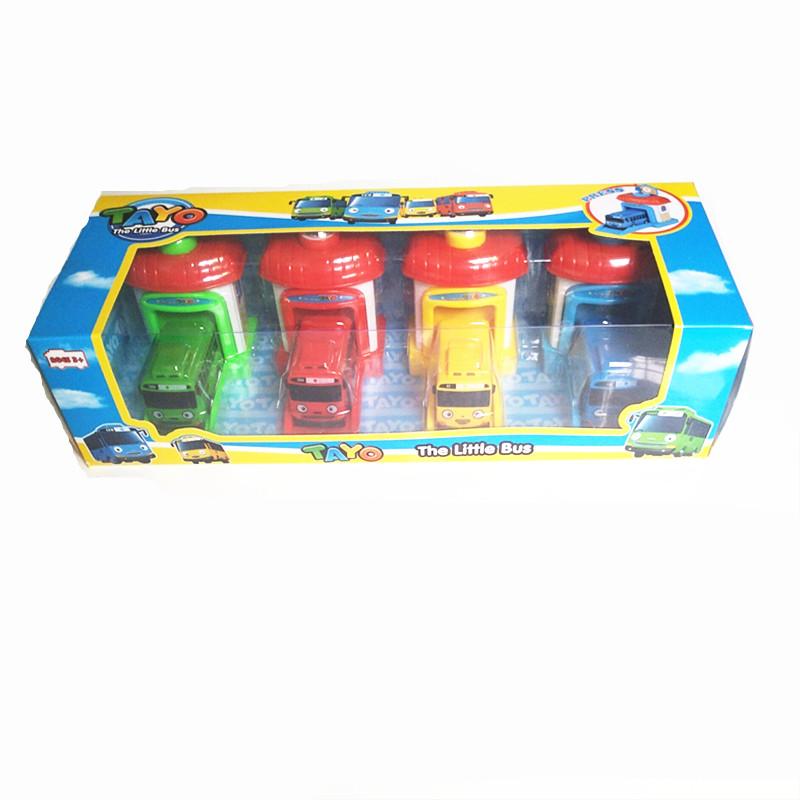 Новый 4 шт./набор ko Toy Маленький Автобус Мини Пластиковый Инерционный Синий Тайо Красный Гани Желтый Лани Зеленый Rogi Автобус Модель Машины для Детского Подарка