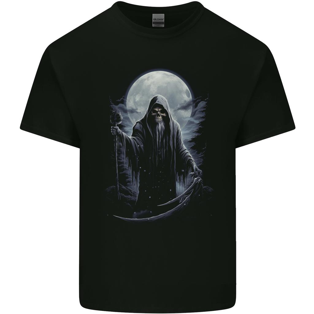 Full Moon Grim Reaper Skull Unisexs Light Cotton TShirt