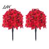 Fade Resistant Flowers Artificial Poinsettia Flower Ornaments, Realistic Decorations, Fake Exquisite Christmas Ornaments with Stake for Holiday Party