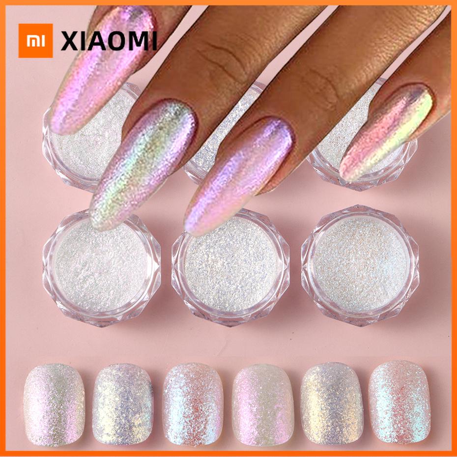 Xiaomi Glitter Chrome Shell Pearl Nail Powder Pigment Mirror Aurora Laser Gold Silver Nail Shiny Dust DIY Manicure Nail Art Decor