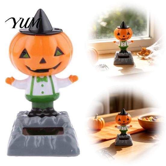 Eco Friendly Vehicle Decorations Solar Dancing Pumpkin Doll, Halloween Car Dashboard Decoration, Spooky Ghost Cute Wizard Hat Decoration Figurine