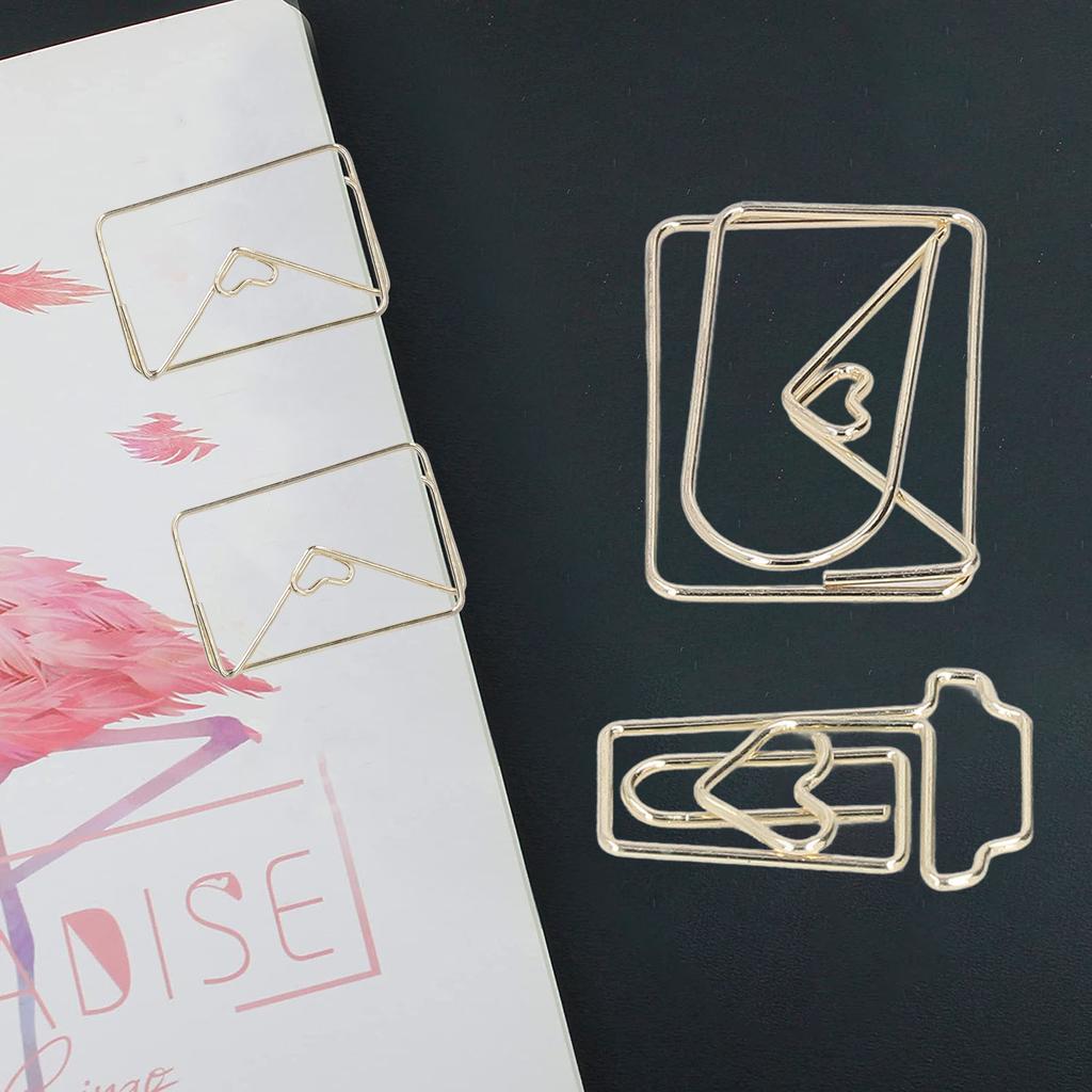 100 шт. Забавные скрепки для планера, не ржавеющие, с гальваническим покрытием, скрепки для конвертов, кофейных чашек, золотистые, для