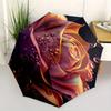 Rose, Waterdrops Theme 8 Bone Hand Automatic Folding Umbrella, Compact and Portable Design, A Perfect Gift for Birthday, Christmas or Busine