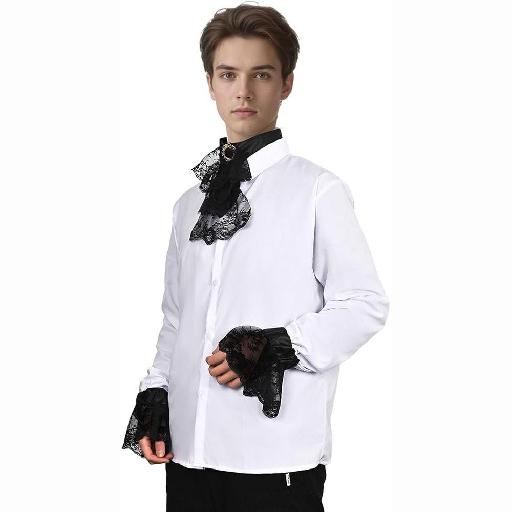 Detachable Lace Jabot Collar Vintage Style Collar Cuffs Set Costume Accessory Cosplay Events