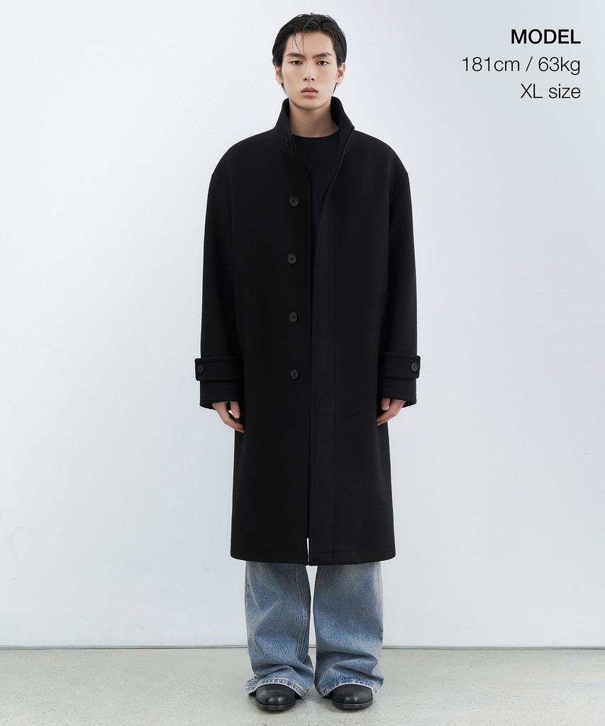 Musinsa Standard Wool Blend Oversized High-Neck Coat [Black]