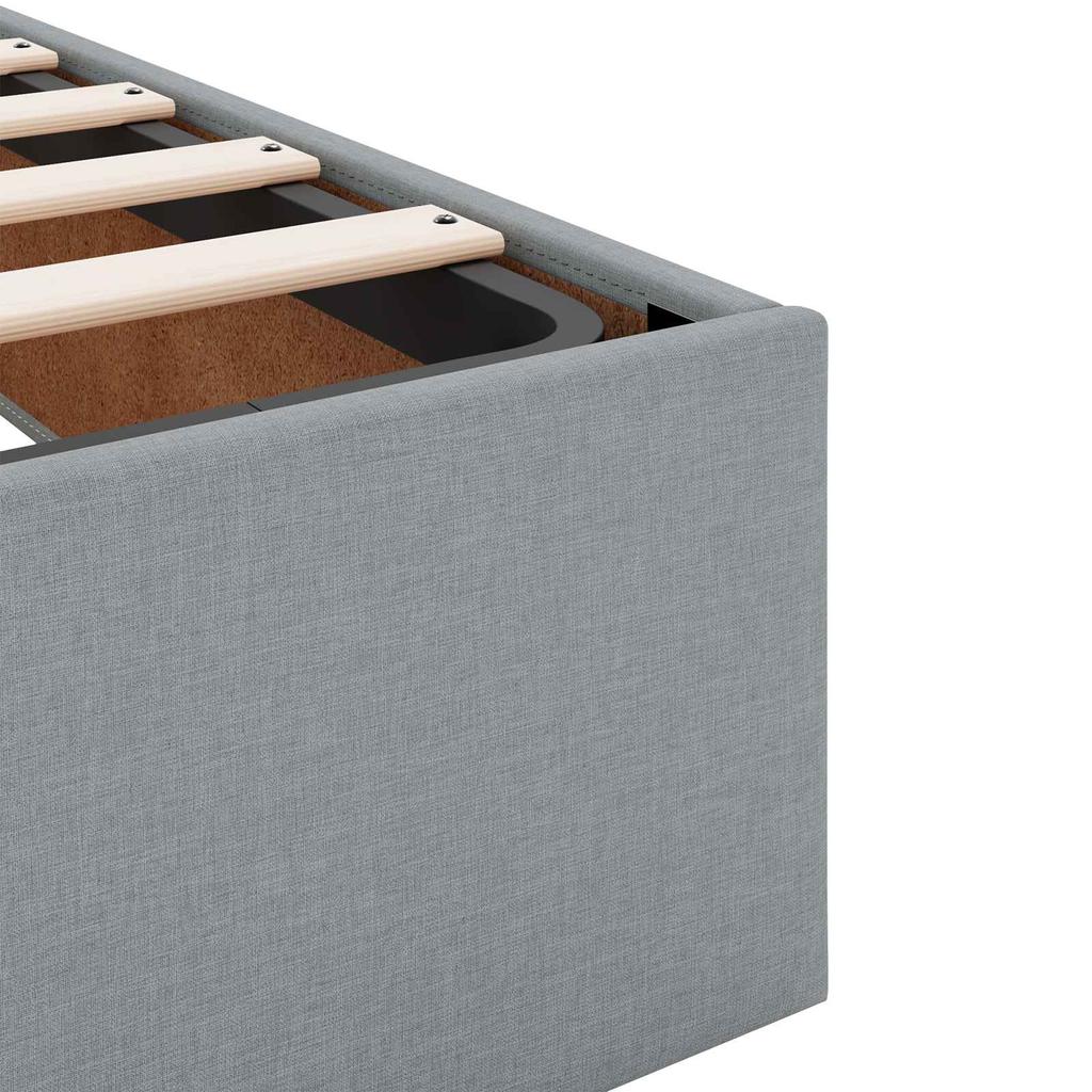 Storage Bed with Mattress Light Grey 90 x 200 cm Fabric