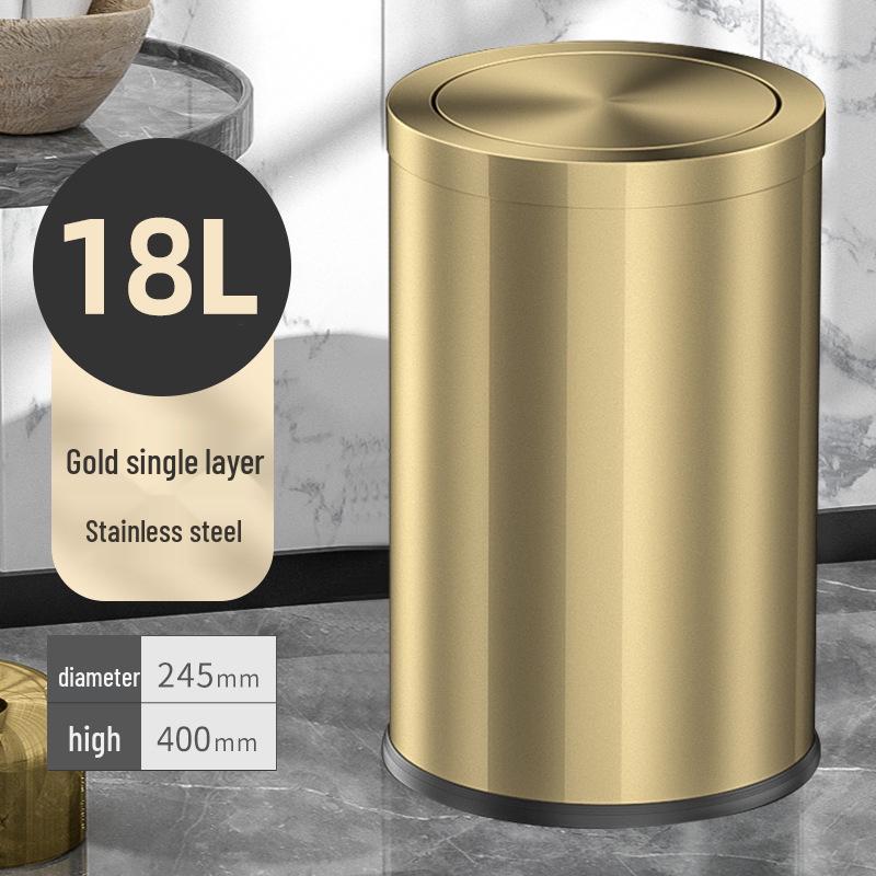 Мусорное ведро из нержавеющей стали с откидной крышкой для дома и кухни, дизайн в стиле легкой роскоши для ванной комнаты и гостиной.