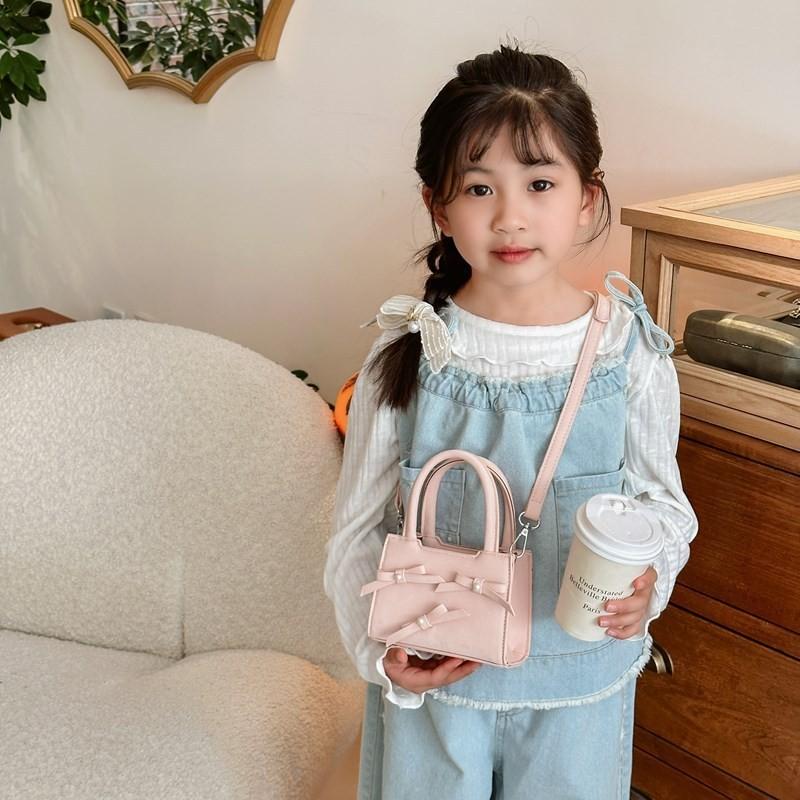 Cute Fashionable Bowknot Children's Tote Bag Elegant Mini Square Purse For Boys And Girls