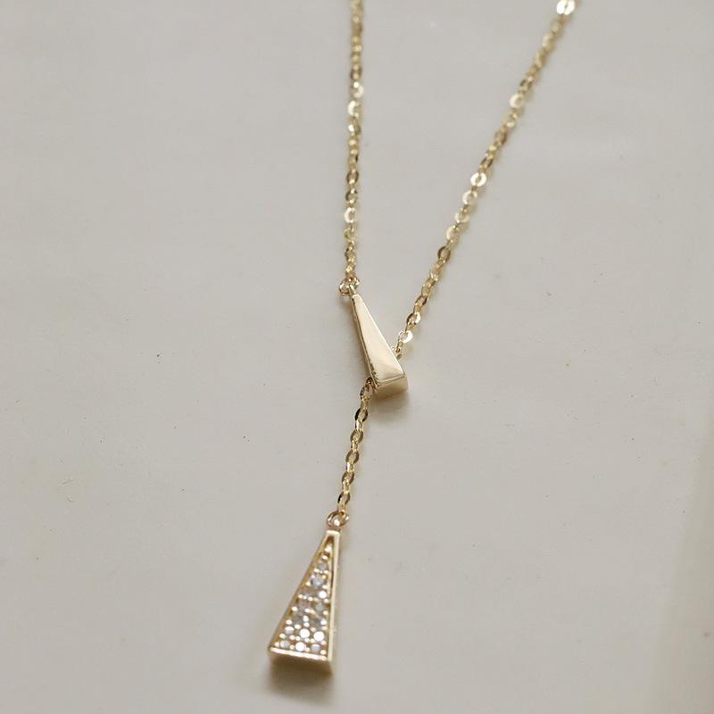 Стерлингового Серебра 925 пробы, креативный треугольный кулон, цепочка на ключицу, женское регулируемое модное вечернее покрытие, ювелирные изделия из 14-каратного золота