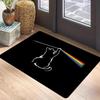 Rainbow Cat Doormat - Black Funny Cartoon Design with Color Spectrum Print Non-Slip Entrance Mat for Unique Home Decor Fashion