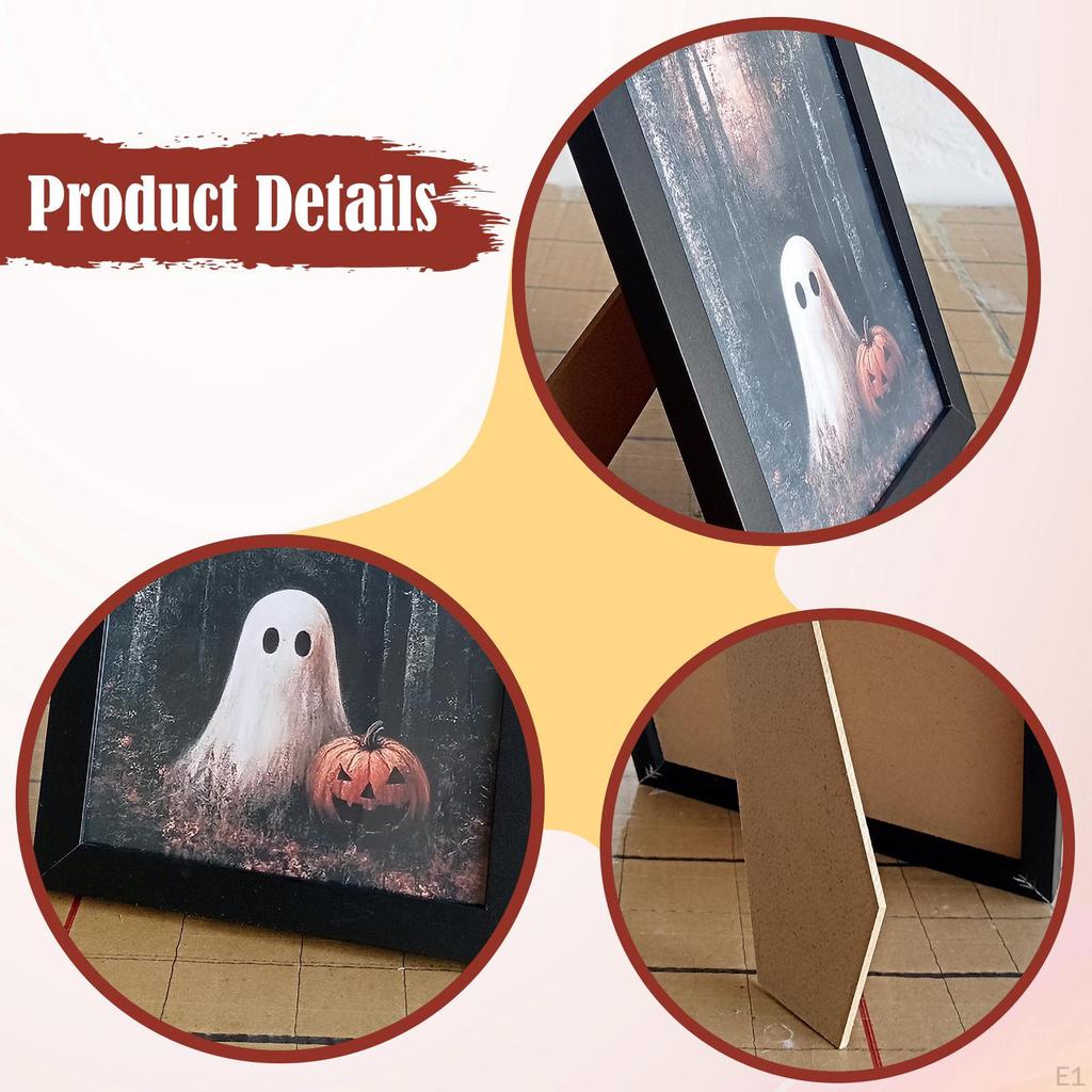 Halloween Art Print Decor 9x6.9 Inch Spooky Scary Home Painting Picture for Shelf Bathroom
