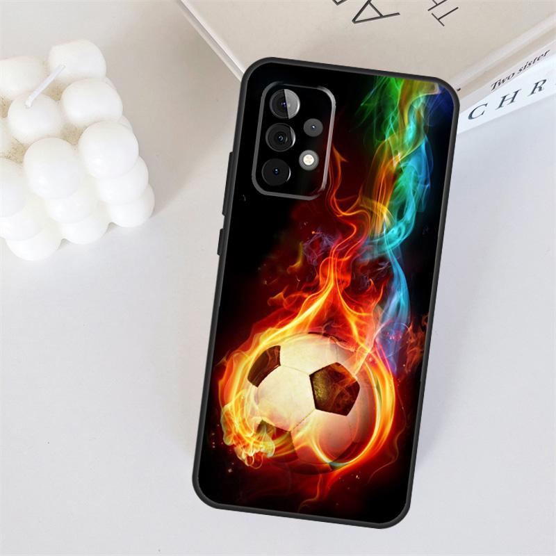 Огонь Футбольный Мяч Футбол Для Samsung Galaxy A55 A35 A15 A36 A56 A26 A16 A22 A32 A52 A54 A34 A53 A33 A13 A06 A05 Чехол
