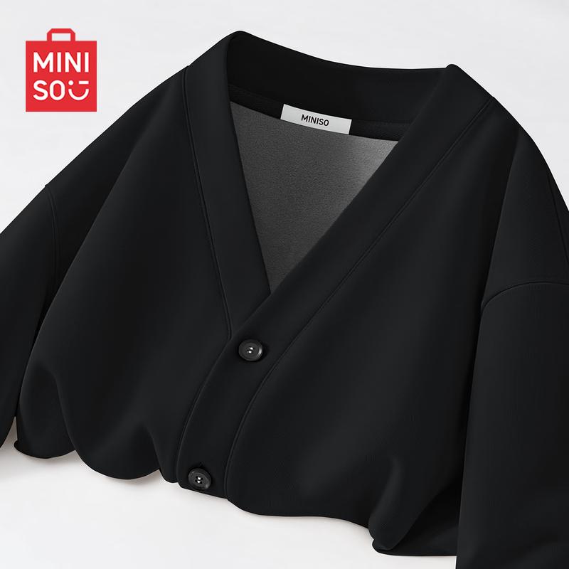 MINISO Мужской зимний кардиган-худи с V-образным вырезом и флисовой подкладкой