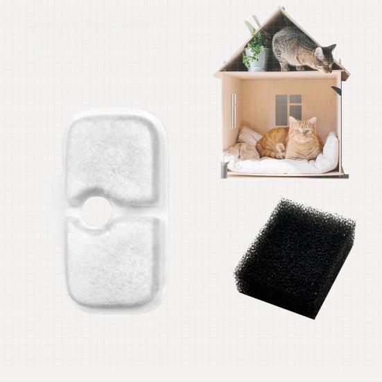 12Pcs Cat Water Fountain Filter Replacement Activated Carbon Filtration System with Pre-Filter Sponges for PETLIBROWF005/115/105 Water Fountain