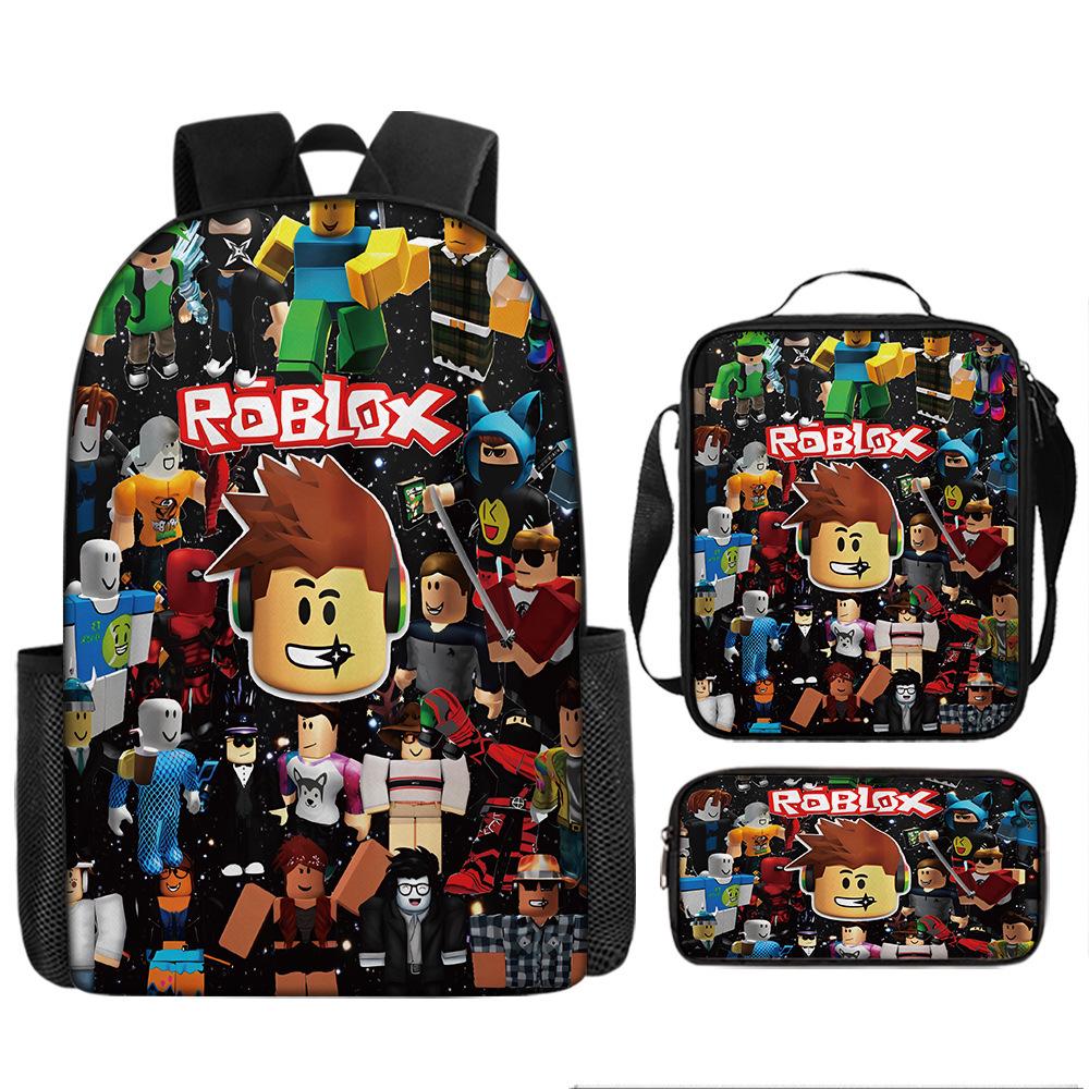 Набор школьных рюкзаков Roblox в ретро-мультяшном стиле - Модный 3-предметный школьный набор для детей