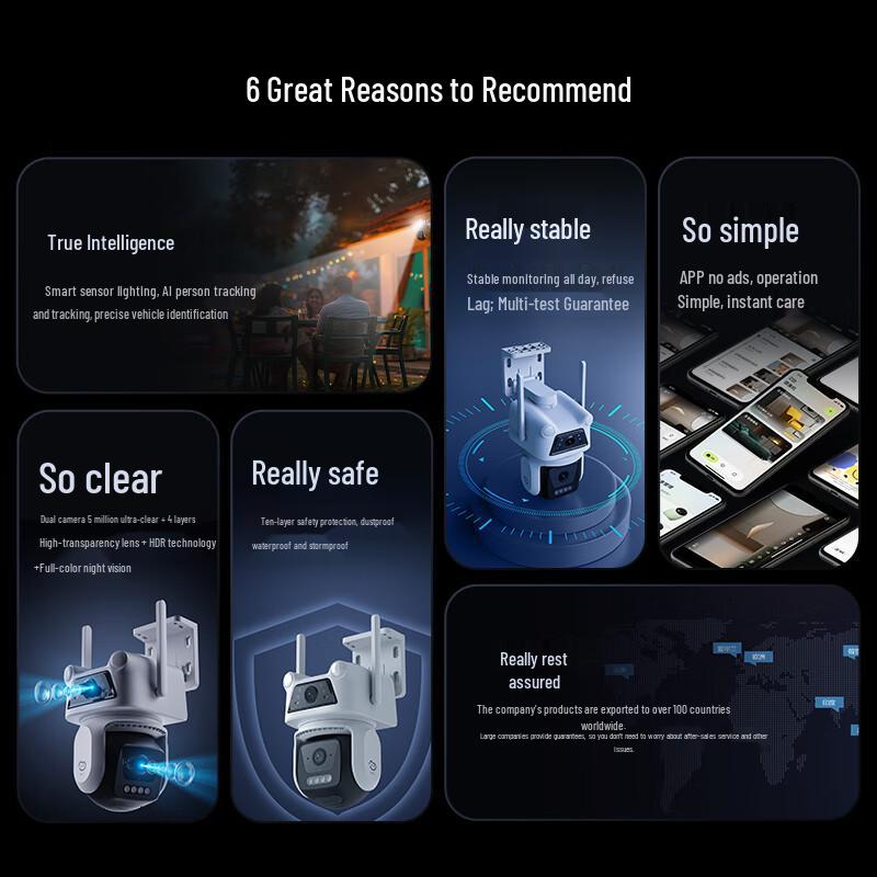 Jingxiaodou Dual-Lens 10MP Outdoor WiFi Security Camera with Full-Color Night Vision (CN version)