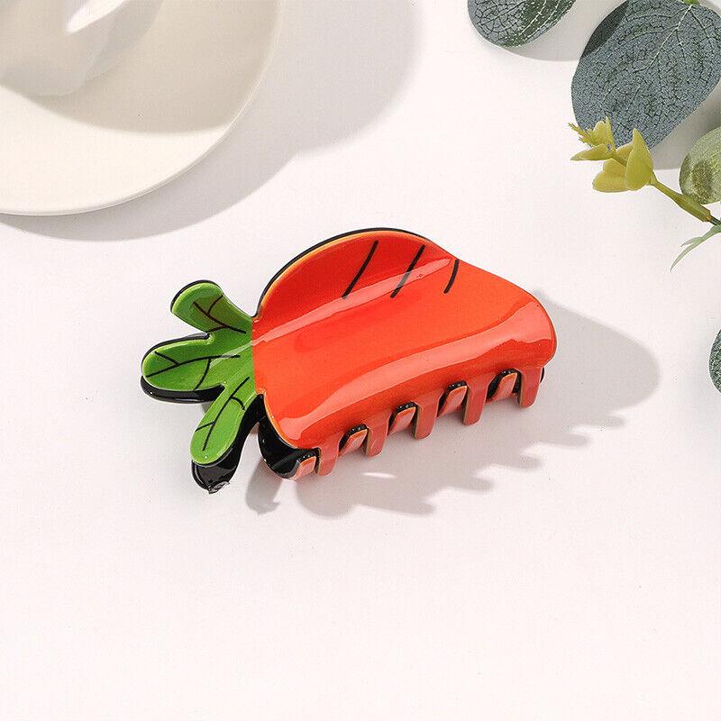 Large Pineapple Carrot Acrylic Chic Barrettes Fruit Shape Hair Claws Shark Clip+