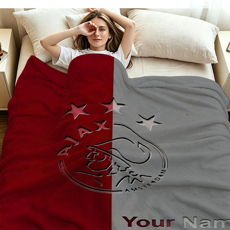 1PC AFC Ajax Custom Name Patterned Flannel Blanket Suitable For All Seasons for Home Decor Warmth and Comfort Gifts Holiday Present