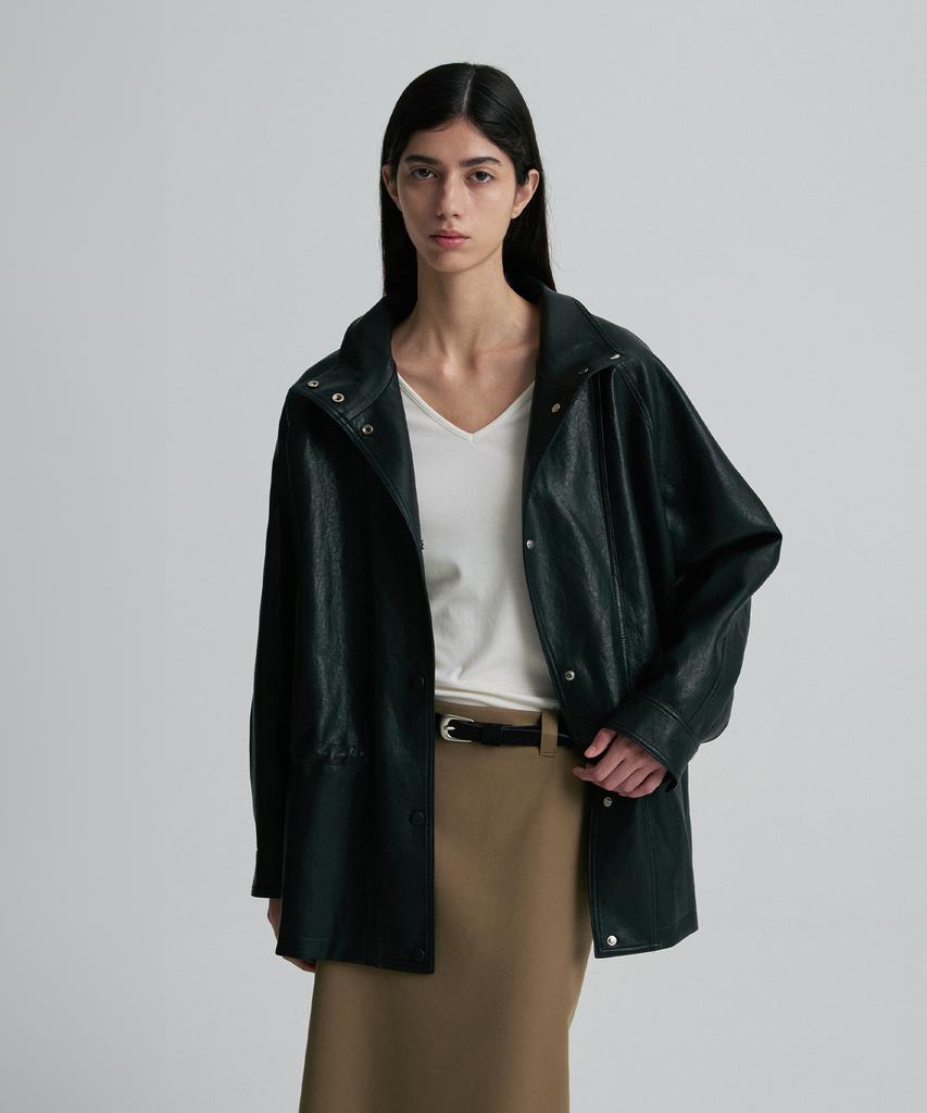RE RHEE String-Belted Leather Jacket
