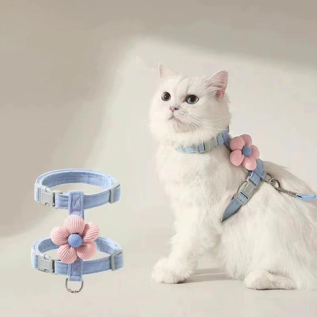 Cat Harness and Leash Sets Adjustable Dog Harness for Small Dog Leash Breashable Pet Harness Out Walking Dog Strap