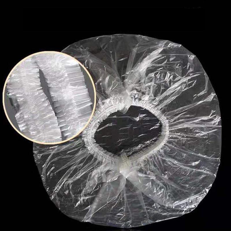 100 шт одноразовая шапочка для душа, пластиковая водонепроницаемая шапочка для головы женщины, шапочка для купания, пластиковая