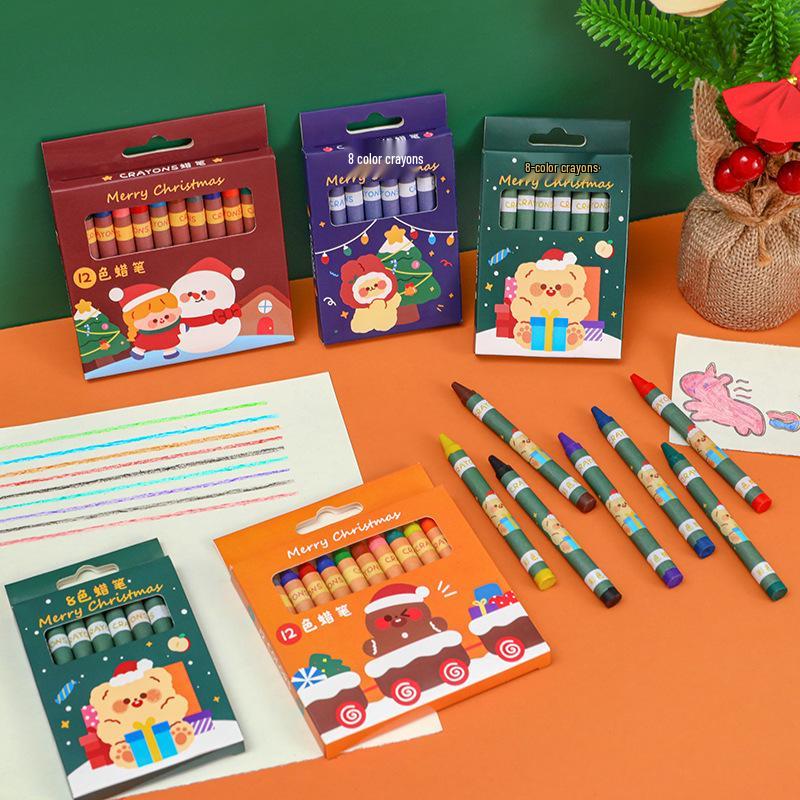 Детский рождественский набор для творчества: 8-цветные восковые мелки и 12-цветная масляная пастель для граффити