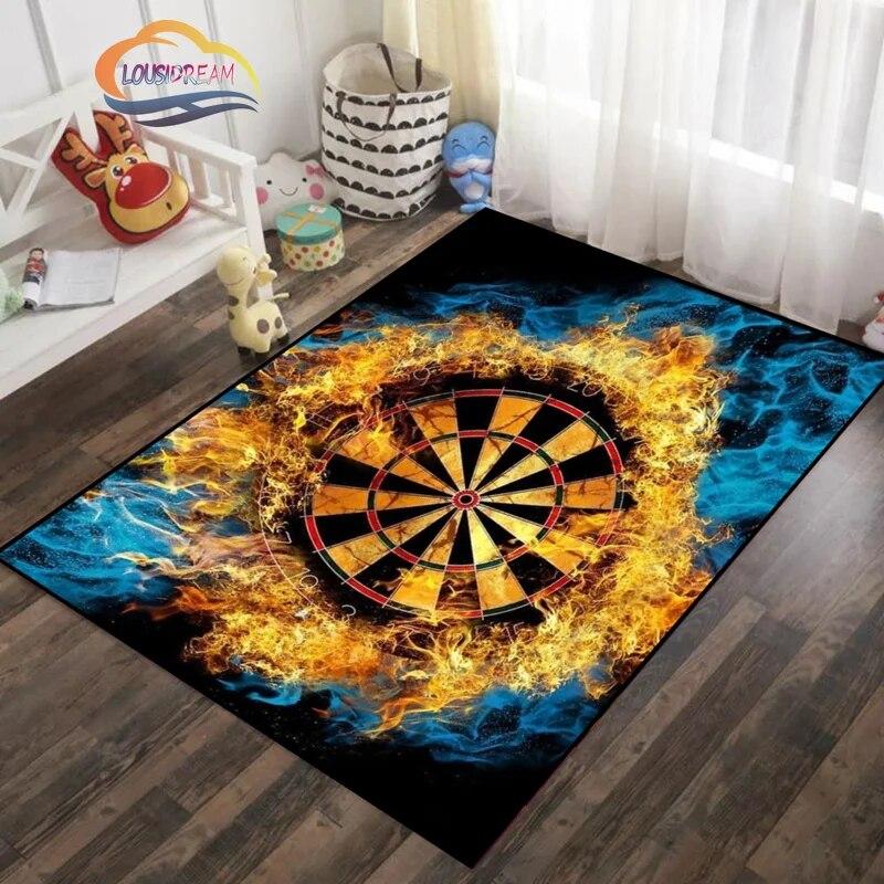 Ice and Fire Darts Pattern Carpet Fashion Soft Mat Gifts for Sports Lovers Household Floor Outdoor Play
