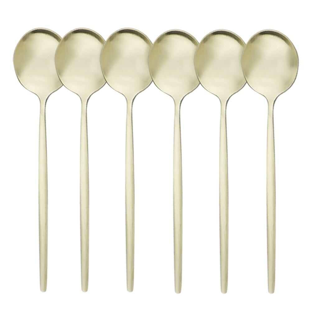 6Pcs/Set Black Cutlery Set Stainless Steel Dinnerware Spoons Set Coffee Dessert Spoon Dinner Tableware Set Kitchen Silverware Set