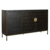 Low Sideboard - Acacia - Black Metal - 160 X 40 X 90 Cm - Contemporary