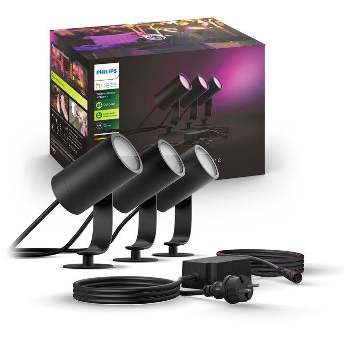 Lot de 3 spots de jardin - PHILIPS HUE - Lily - Noir - IP67