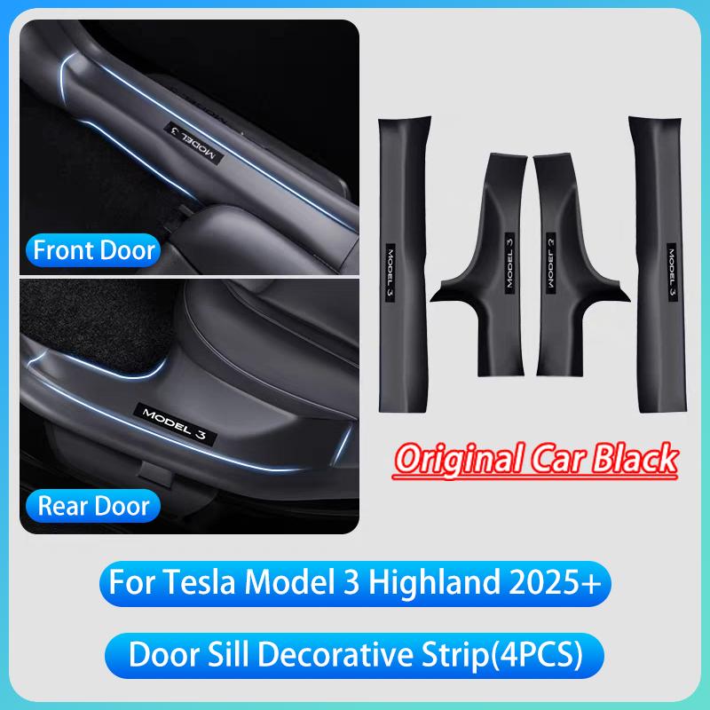 Для Tesla Model 3 Highland 2025 Запуск ABS Передняя Задняя Накладка на Порог Двери Пороговая Пластина Панель Защиты от Задевания Ногой Водонепроницаемая Накладка