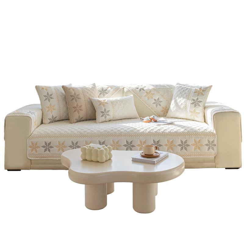 Four Seasons Sofa Cushion Embroidered Anti Slip Simple Modern Solid Color Fabric Universal Seat Cushion Sofa Cover Cover Cloth Scarf