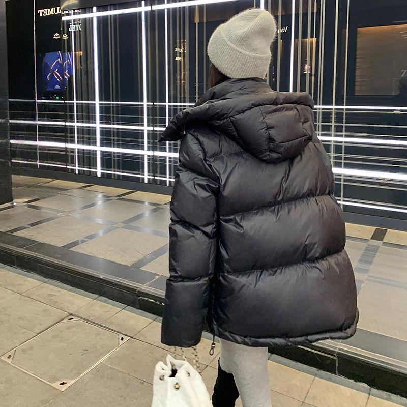 Черное модное пальто-хлеб для женщин, толстое и свободное для зимы