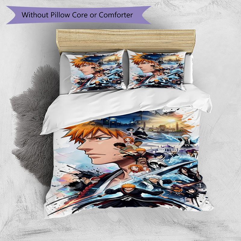 3pcs Duvet Cover Set (1*Duvet Cover + 2*Pillowcase, Without Core), BLEACH Print Bedding Set, Bedroom Decor, All‑Season, Birthday Gift