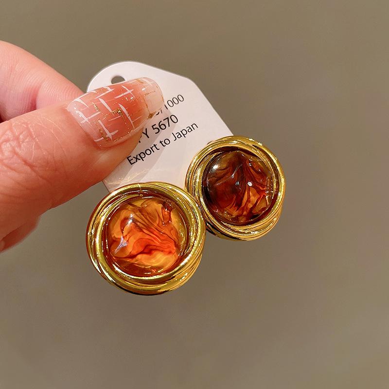 Серьги-пусеты «Серебряная игла» с тигровым глазом - Ретро, Высококлассные, Нишевый Универсальный Стиль и Элегантный Темперамент