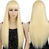 MERISIHAIR Long Straight Pink Wig with Bangs Synthetic Wigs for Women Black Blue Cosplay Wigs Heat Resistant Wig