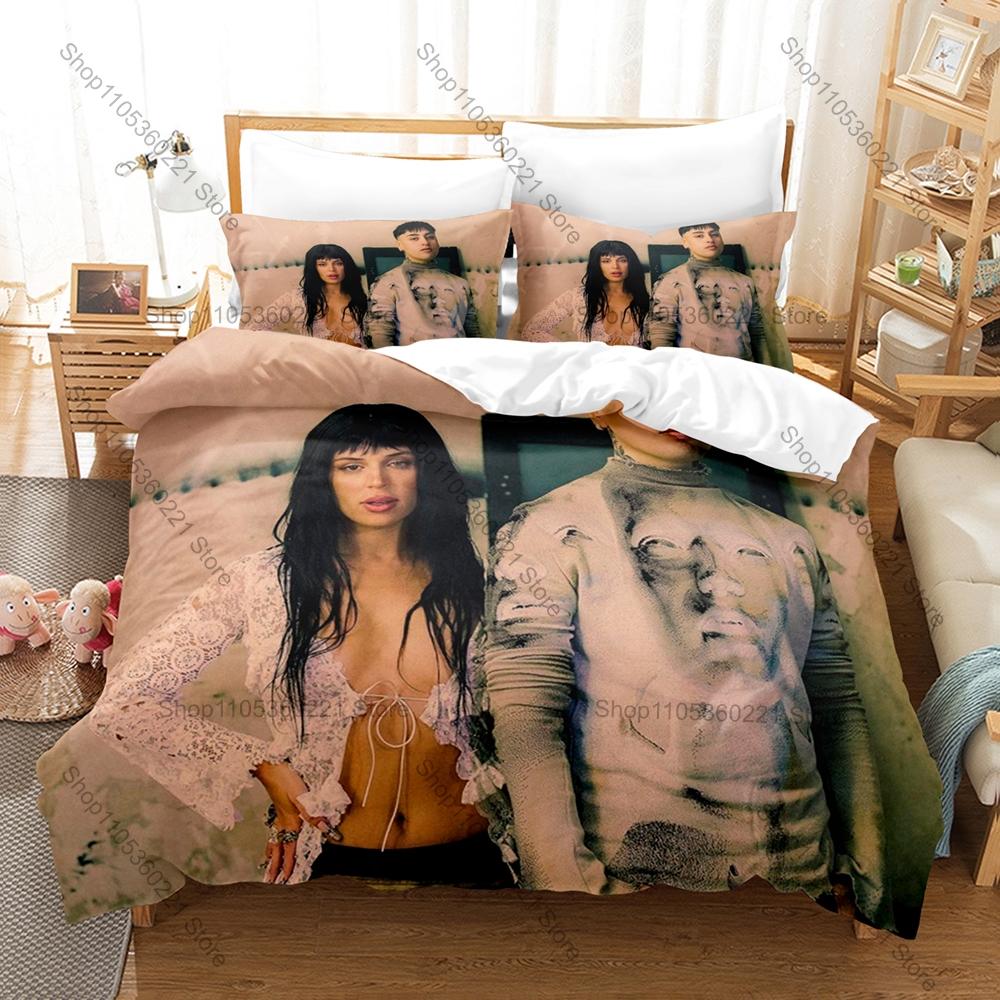 Nathy Peluso Duvet Cover + 2 Pillowcases, Popular Latin Singer Print Bedding Set Soft Fabric Bedroom Decor Gift for Reggaeton