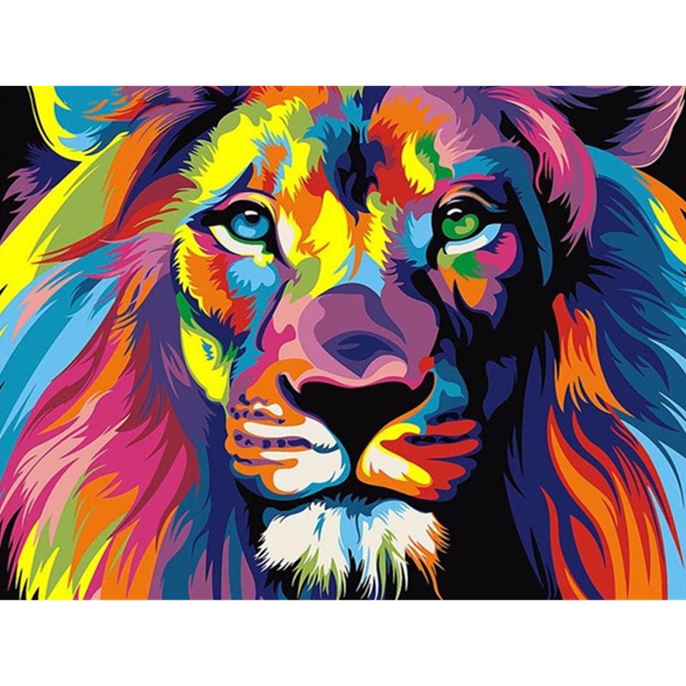DIY 5D Diamond Painting Animal Lion Cat Monkey Cross Stitch Kit Diamond Embroidery Mosaic Art Picture Rhinestone Decoration Gift
