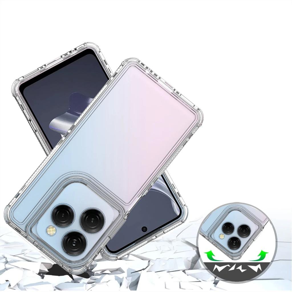Гибридный противоударный чехол-броня 3 в 1 для Infinix Hot 40 Pro X6837 Жесткая пластиковая рамка Прозрачная задняя крышка из ТПУ Fundas