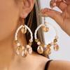 Handmade Drop Earrings Boho Style Sea Star Shell Earrings Summer Woven Hoop Earrings  Women Jewelry