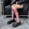 Вязаные хлопковые женские чулки в японском стиле, полосатые школьные гольфы, женские милые длинные носки в стиле каваи для девочек, чулки