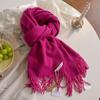 2024 New Scarf Women's Autumn and Winter Solid Color Imitation Cashmere Student Long Style Big Shawl for Warmth and Dual-use Thick Scarf